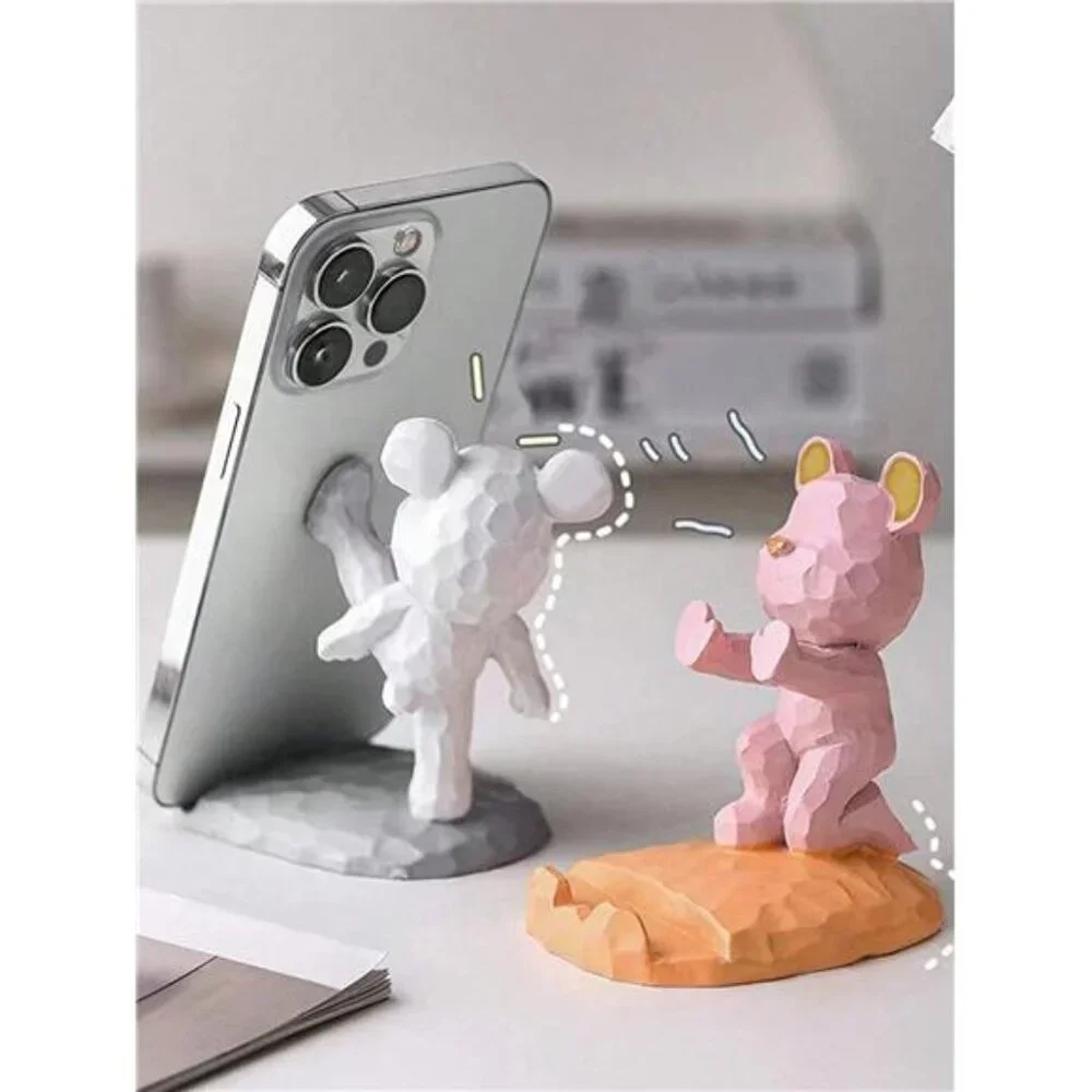 Cute Bear Phone Stand Decoration Compatible With Mobile Phone Tablet Desk Office